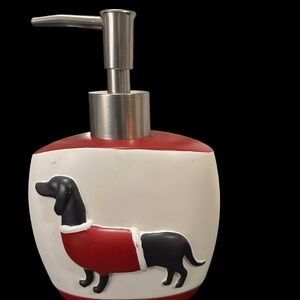 Red and White Dachshund Soap Dispenser